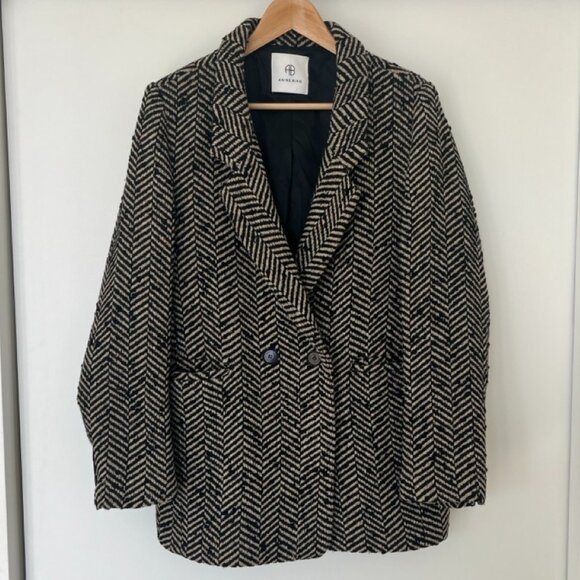 Anine Bing Diana Oversized Wool Herringbone Jacket - Picture 4 of 10